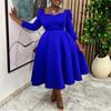 Rochie de Seară Elegantă Pătrată cu Talie Înaltă și Tiv Larg, Linie A, Monocromă pentru Femei