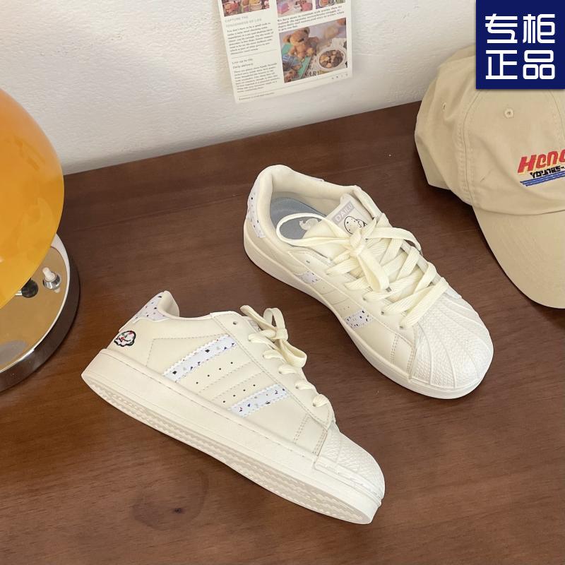 Niche shell head skateboard shoes women's 2025 autumn new cream sports shoes ins trendy leather white shoes