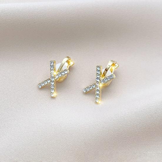 1 Pair Clip Earrings Bow Tassels Jewelry Non-piercing Rhinestones Drop Earrings Birthday Gifts