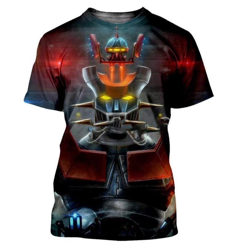 2026 New Anime Mazinger Z All Robot Characters 3D Full Print T Shirt Men Kids Casual Loose Street Tee Vintage Cartoon Mecha Tops