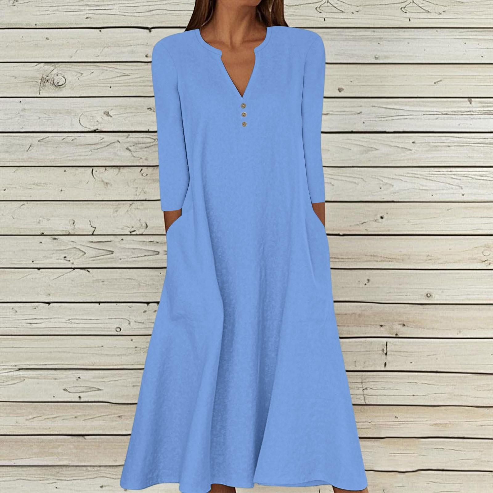 

Женское повседневное и модное платье средней длины без рукавов с круглым вырезом S синий