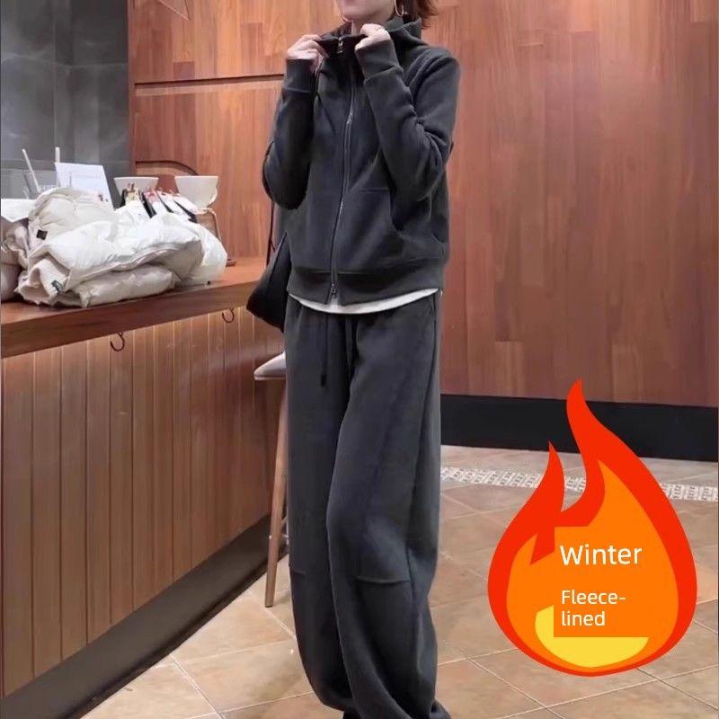 2026 Summer Korean Style Fashionable Trendy Set Sports Sweatshirt Wide-Leg Pants Plus Size Women's Two-Piece Outfit