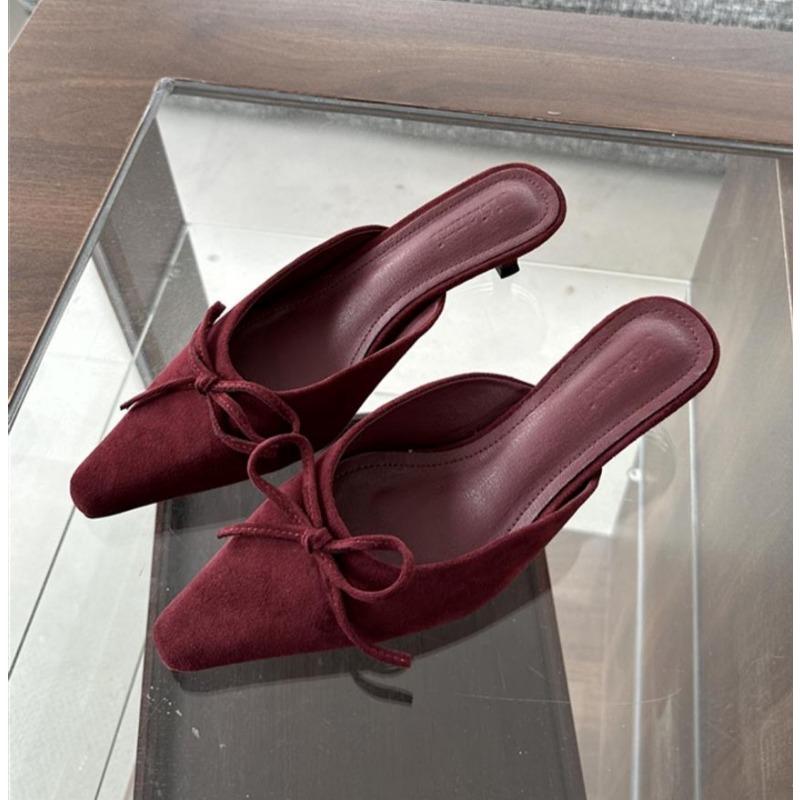 

Мода Женские Баотоу Высокий Каблук Полушлепанцы Французский Бант Сексуальные Офисные Остроносые Туфли с Мелким Вырезом Туфли Мулы Стриптизерши Туфли на Высоком Каблуке 40 вино красного