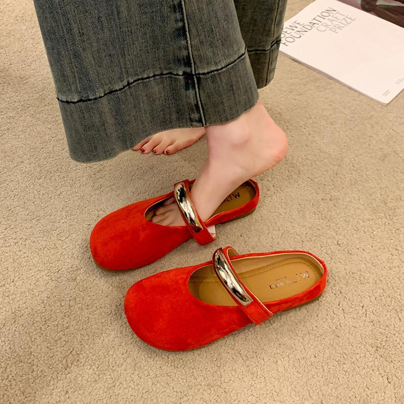 Fashion Women Half Slipper 2025Summer New BaoTou Single Shoes Designer Square Toe Mules Slippers Flat Slippers for Women Mary Jane Shoes