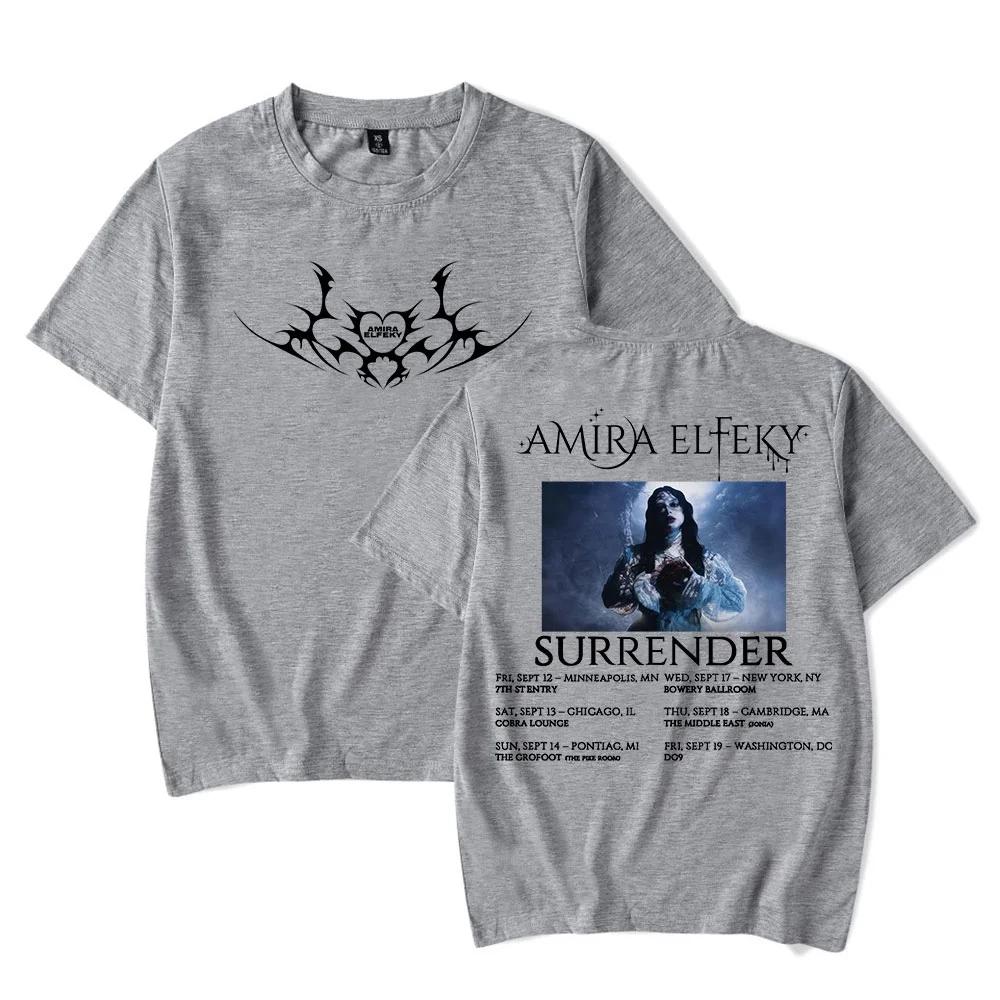 Amira Elfeky Surrender Nordamerika Tour T-Shirts Merchandise Unisex Mode Kurzarm-T-Shirts Rundhals-Oberteile