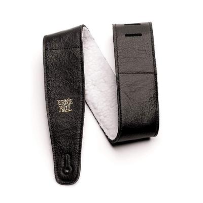 4137 Guitar Strap ITALIAN LEATHER STRAP WITH FUR PAD Italian Leather Strap with Fur Black [Genuine]