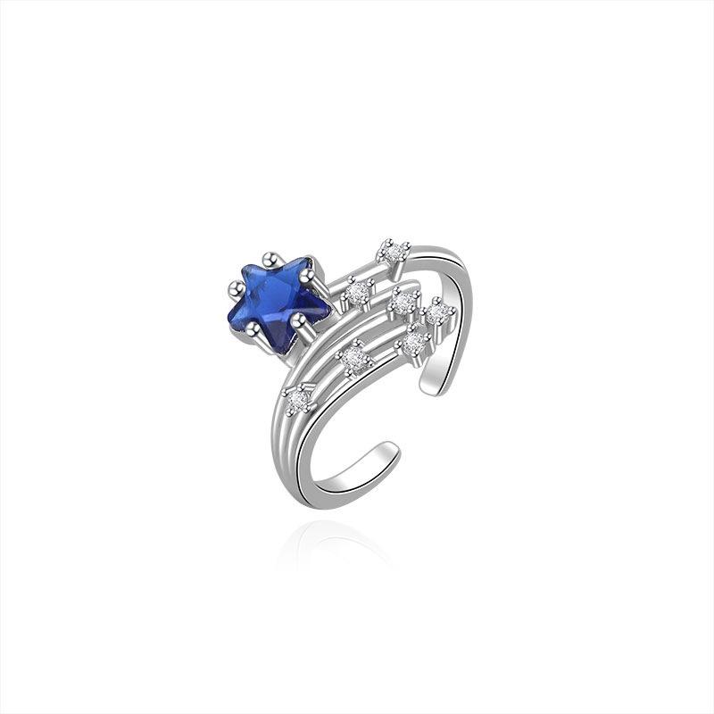 

Star-Shaped Sapphire & Zirconia Diamond Women s Ring - Elegant Fingertip Sky Stars Design Adjustable Open Size