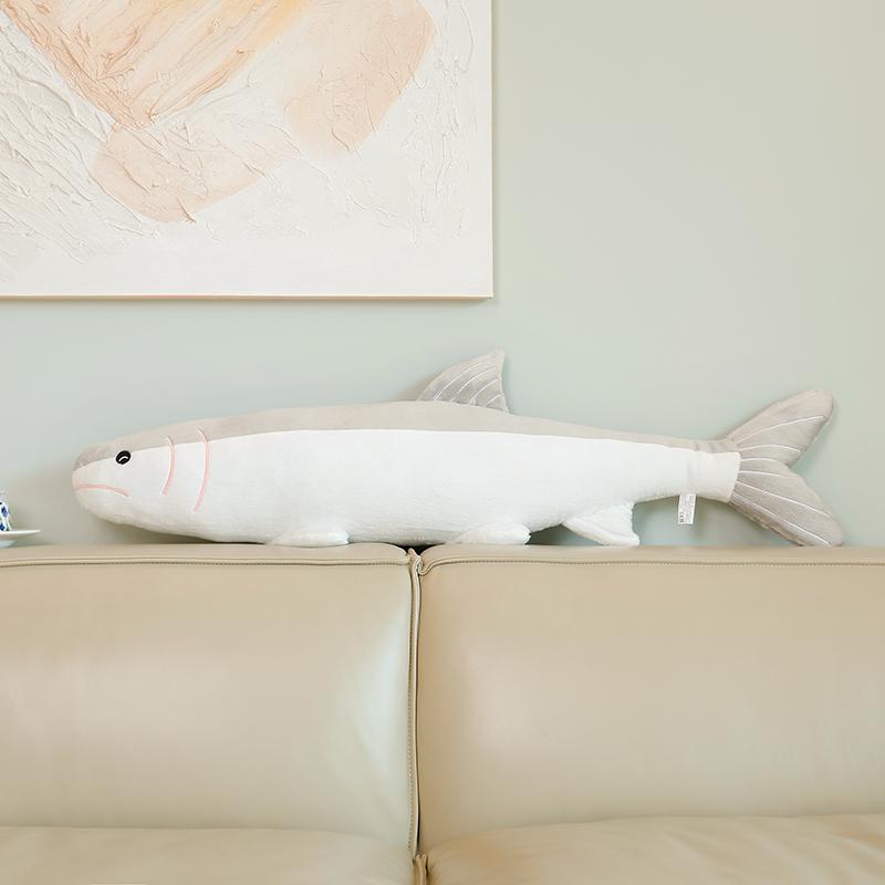 50/70/100Cm Very Silky Salt Fish Snuggly Companions Lifelike Grey Salt Fish Stick Plush Dolls Buddies Bday Present