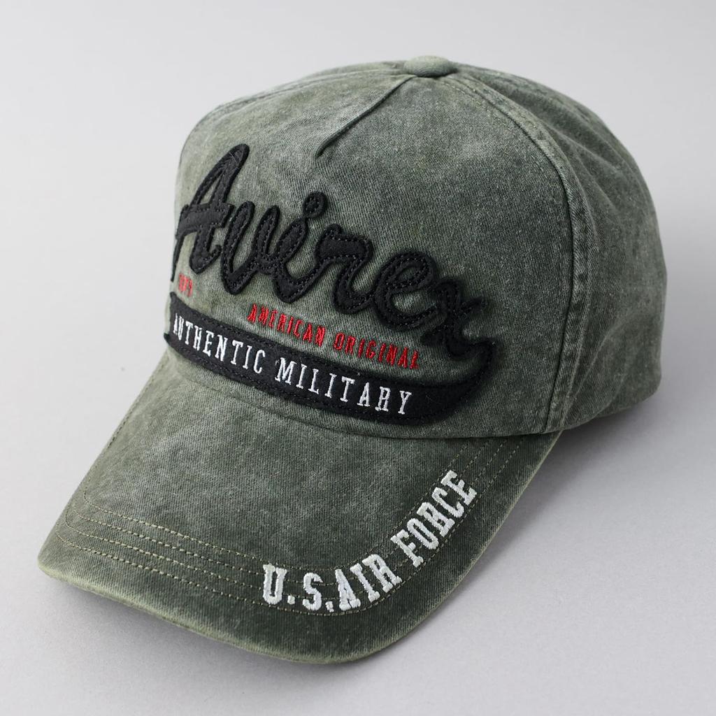 Avirex Military Felt Pigment American Casual Summer Baseball 067 Men's Cap, Low-Profile Cap, Embroidered, Style, Cap, Khaki,