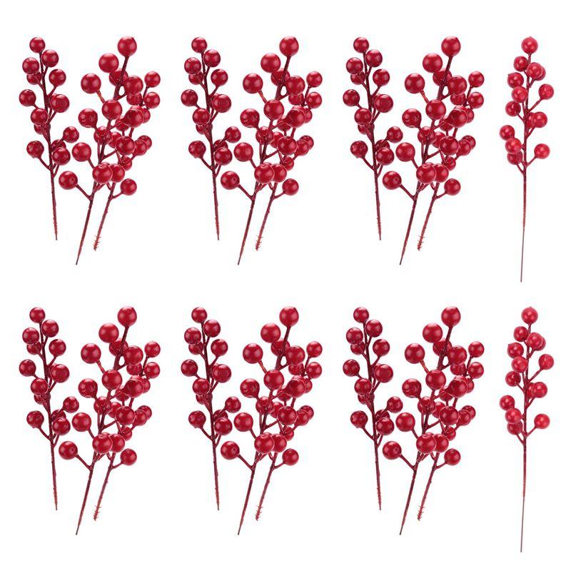 

M-Modern-20 Pack 8Inch Artificial Christmas Red Berries Stems For Christmas Tree Ornaments,DIY Xmas Wreath,Holiday And Home Deco червоний