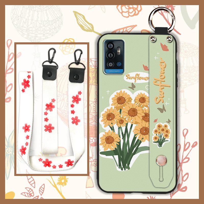 Waterproof Silicone Phone Case For ZTE Blade A71/Optus X Swift 5G Durable Fashion Design Lanyard Oil Painting Ring