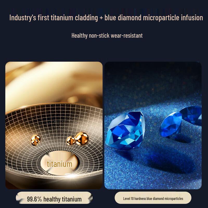 ASD Blue Diamond Titanium 32cm Non-stick Wok