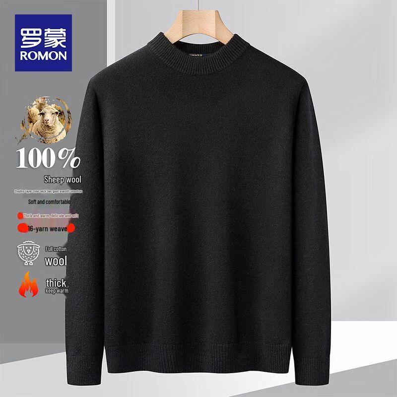 

Romon Men s 100% Merino Wool Round Neck Pullover Sweater 4XL
