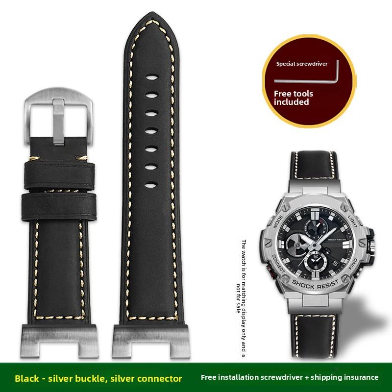 Retro matt Rindsleder Uhrenarmband für Casio G-Shock GST-210 GST-W300 GST-400G GST-B100 S100D/S110D/W110 Herren Lederarmband Armband