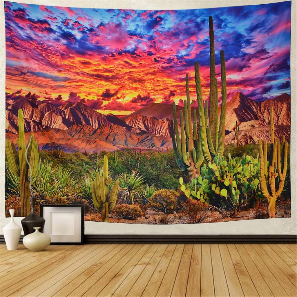 Desert Cactus Tapestry Desert Desolate Place Huge Cactuses Wildness Weathered Wall Hangings for Adults Kids Bedroom Dorm Decor