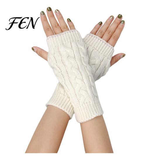 Flexible Winter Hand Warmers Women Ribbed Wrist Arm Warmers, Stretchy Cable Knitted Fingerless Gloves, Gloves Soft Warm Mitten, Half Finger