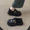 Black Round Head High-end Small Leather Shoes Women's Spring 2025 New Muffin Shoes Platform Sweet Cool Single Shoes Loafers