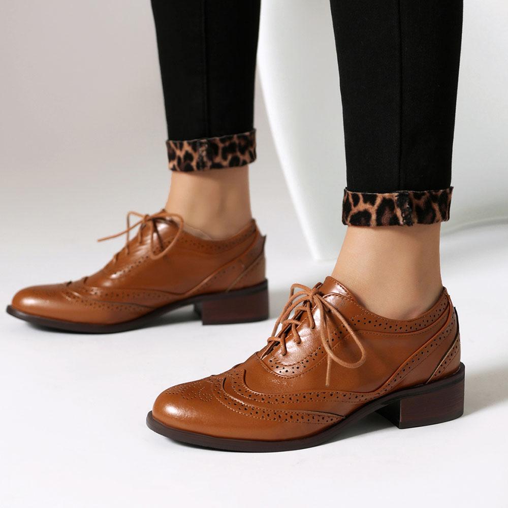 

Большие размеры 48 женские туфли-лодочки контрастного цвета со шнуровкой и ажурным вырезом, нарядные туфли на толстом каблуке с круглым носком, удобная повседневная обувь 35