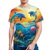 Underwater World Men's T-Shirt Realistic Sea Creatures 3D Print Short Sleeve Fashion Casual Travel Men's Loose O-Neck Breathable T-Shirts