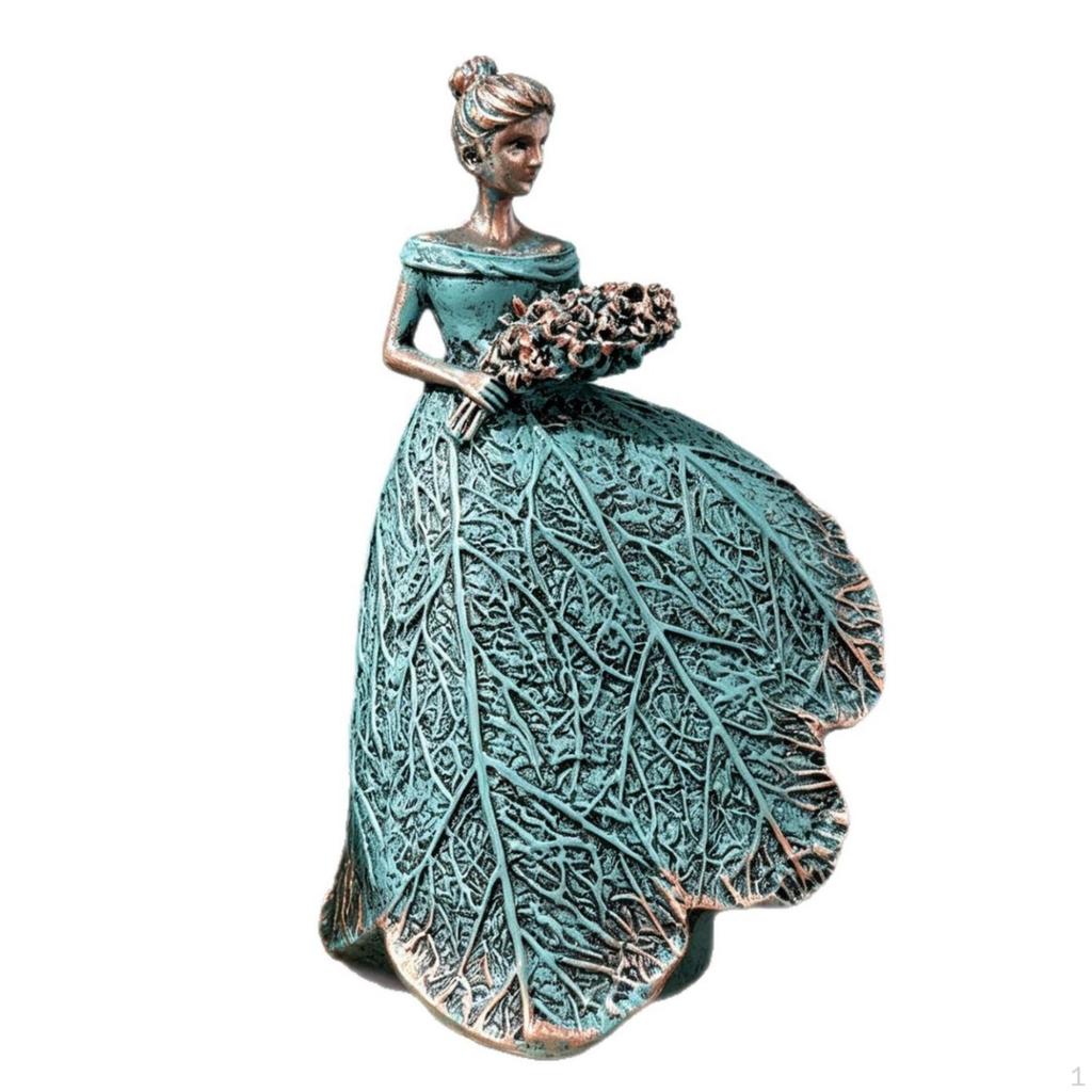 Flower Fairy Girl Figurine with Bouquet Vintage AntiqueStyle Ornament for