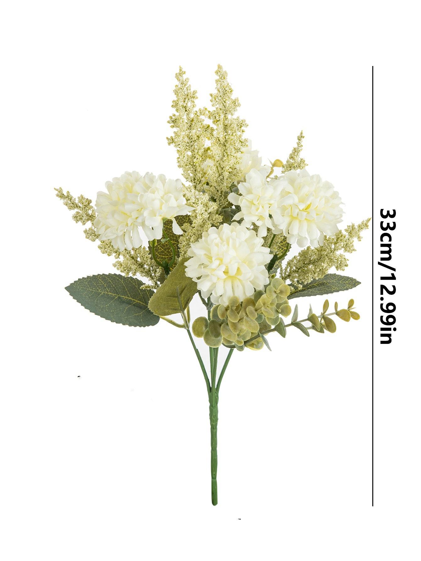 

2PCS Artificial Peony Flowers Silk Hydrangea Bouquets Fake Bulbous Chrysanthemum For Autumn Decorations Wedding Vase For Home Dining Room Bedroom 2 Pieces белый