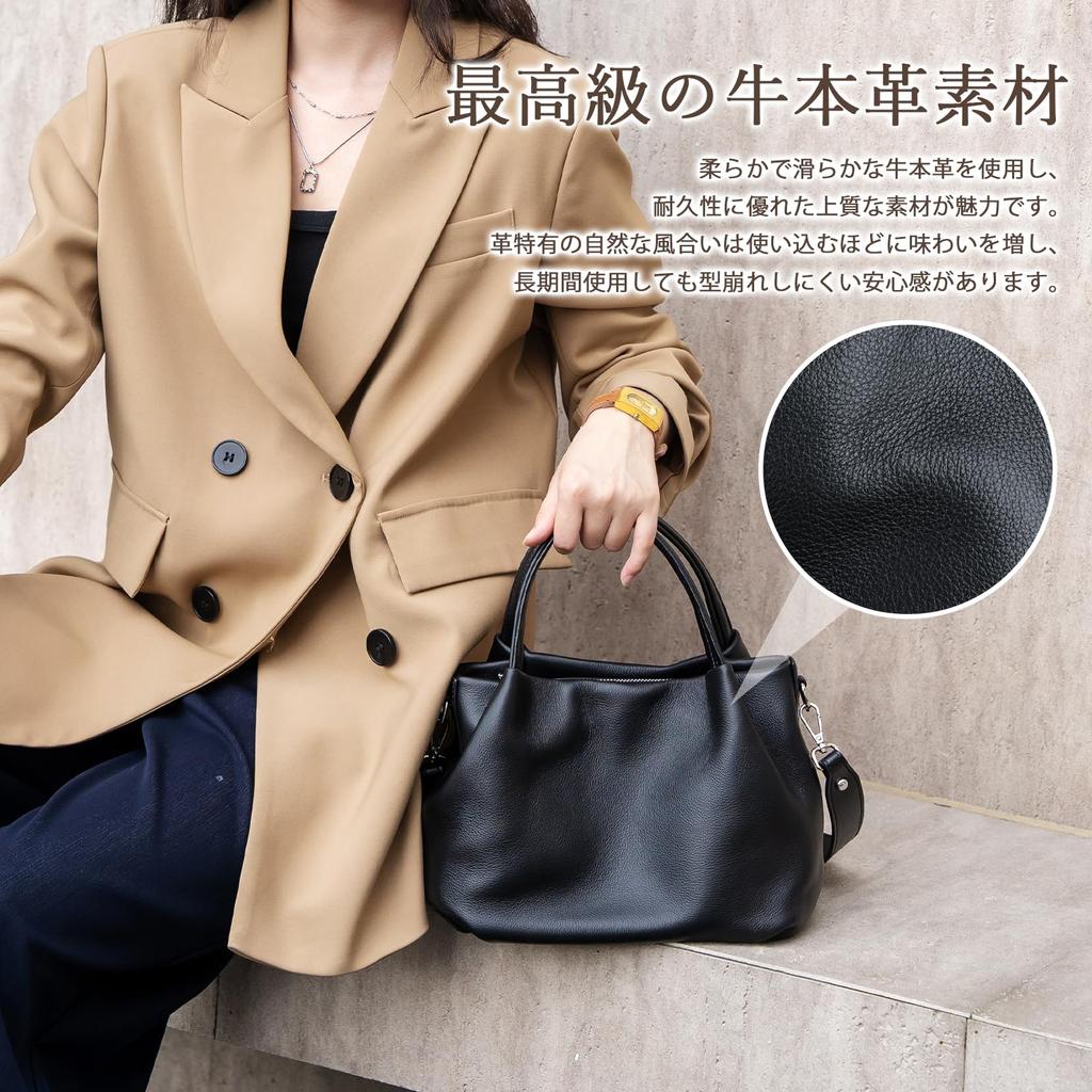 [imeetu] Schultertasche aus echtem Leder für Damen, 3-fach tragbar, Crossbody-Tasche, leicht, selbststehend, mit Ziernieten, weiches Rindsleder, schlicht