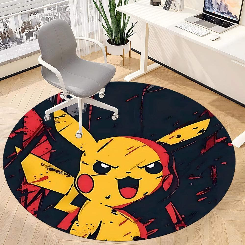1pc Pikachu Electric Office Round Area Rug, Indoor Mat Suitable For Office, Bedroom Living Room Home Decor, Room Deco, Offic A0928201