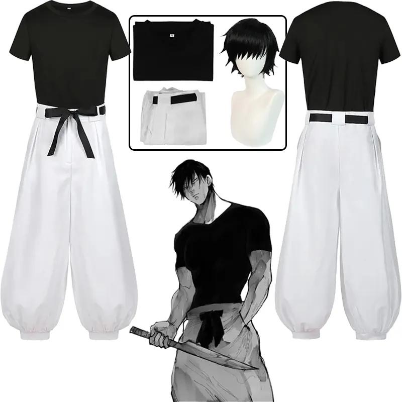 Anime Jujutsu Kaisen Fushiguro Toji Cosplay-kostyme Voksen unisex kortermede toppbukser dress Halloween Uniform Party