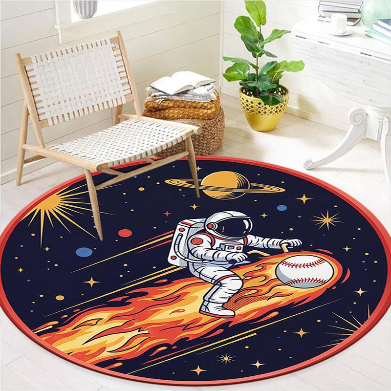 Ridingballsports Round Area Rug,Carpet Rug for Living Room Bedroom Sofa Playroom Decor,Non-slip Floor Mat