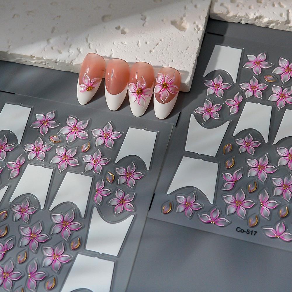 Cherry Blossom Pink Flower Nail Art Stickers for Transparent Designs
