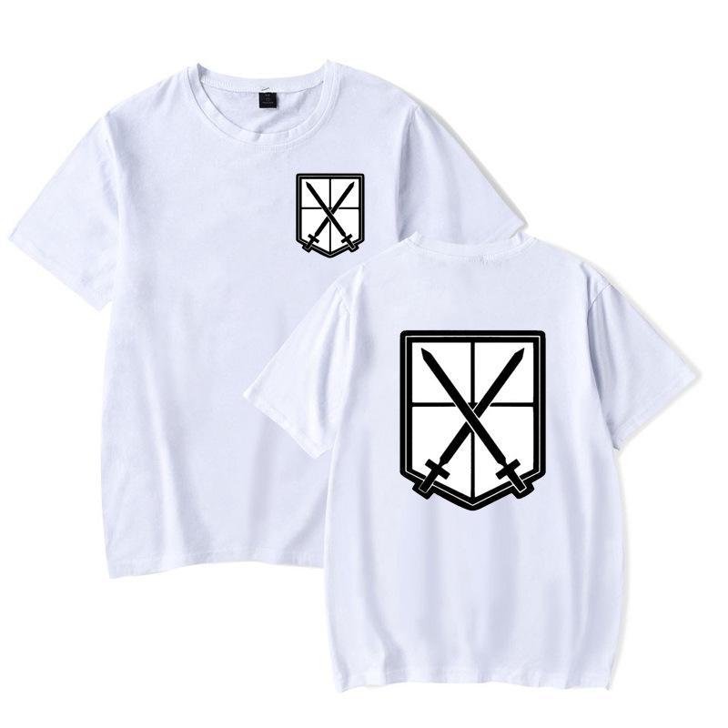 Футболка с японской мангой «Атака на гиганта»: Белая футболка унисекс с круглым вырезом, короткими рукавами, большого размера на лето 31044-31044-T01-BAI. XXXXL белый