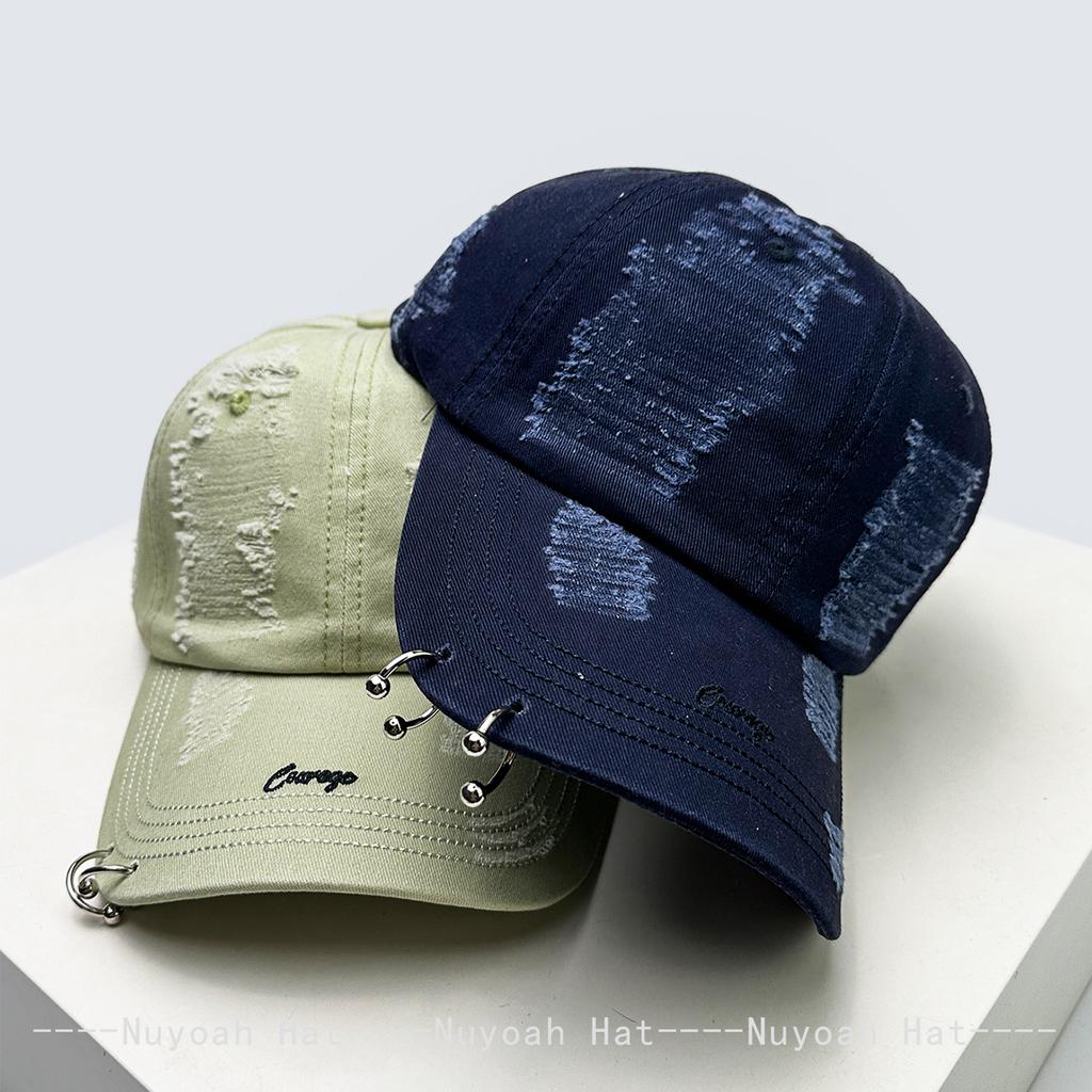 Neue Unisex Persönliche Eisenringe Buchstabenstickerei Baseballkappen Sonnenschutz Gebrochener Stil Vielseitig Nische Schirmmützen Mode Retro