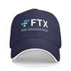 FTX RISK UnisexAGEUnisexT LOGO BASEBALL CAP BLACK WITH WHITE TRIM AND BLUE ACCENT DESIGN FOR ADULTS FASHIONABLE AND DURABLE HAT