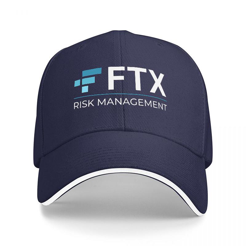 FTX RISK UnisexAGEUnisexT LOGO BASEBALL CAP BLACK WITH WHITE TRIM AND BLUE ACCENT DESIGN FOR ADULTS FASHIONABLE AND DURABLE HAT