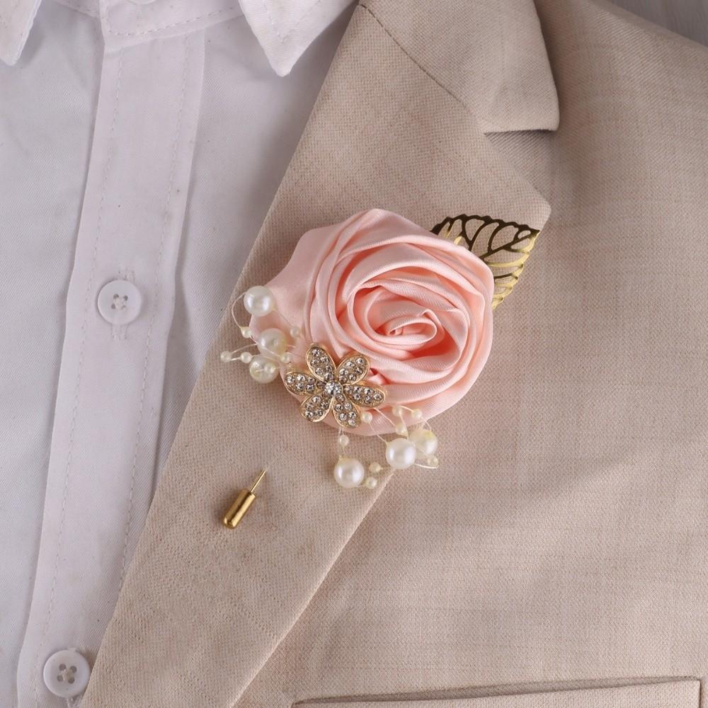 Rose Groom and Groomsmen Accessories Elegant Wedding Brooch Formal Chest Flower Bridal