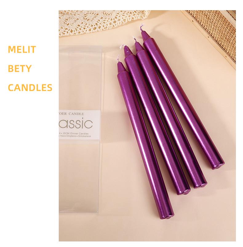 Electroplated European Long Stem Smokeless Odorless Candlelight Dinner Candles - Home Use Candlestick Customization Available