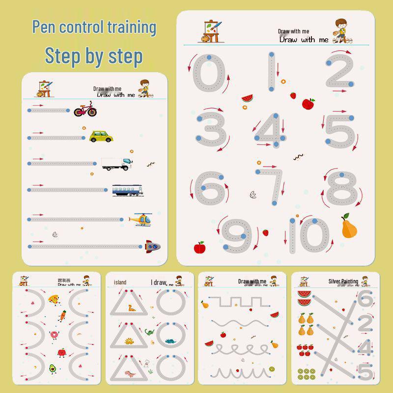 Kids Erasable Calligraphy Practice Book for Early Education and Handwriting Training