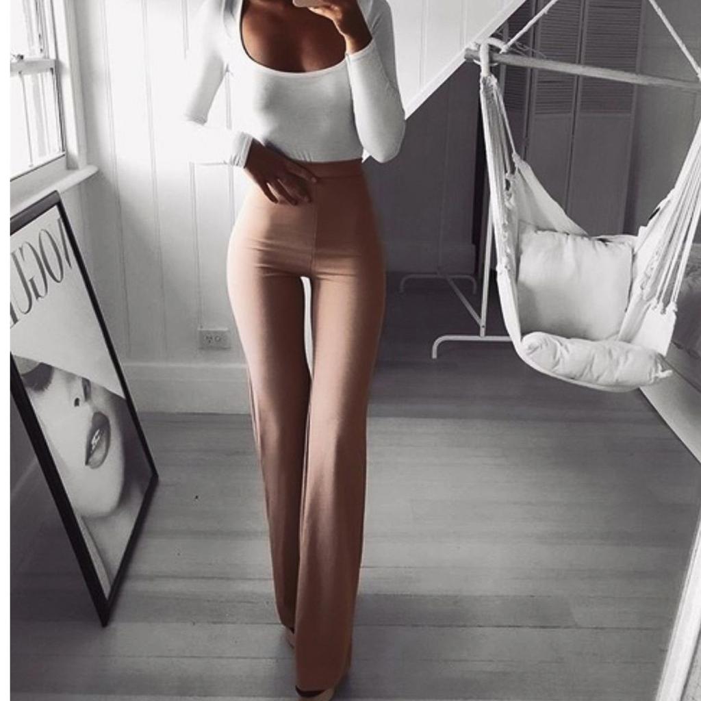 Dames Casual Rechte Pijpen Stretch Broek met Trekkoord Elastische Taille Yoga Broek met Zakken(XL, Zwart