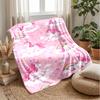 Pink Teddy Bear with Rose Decorations Theme blanket Lightweight Warm Flannel Blanket Decorative Throw Blanket for Home Decoration