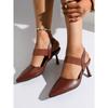 Pointed thin heels large size wearing high heels summer solid color light mouth sexy bag head sandals women