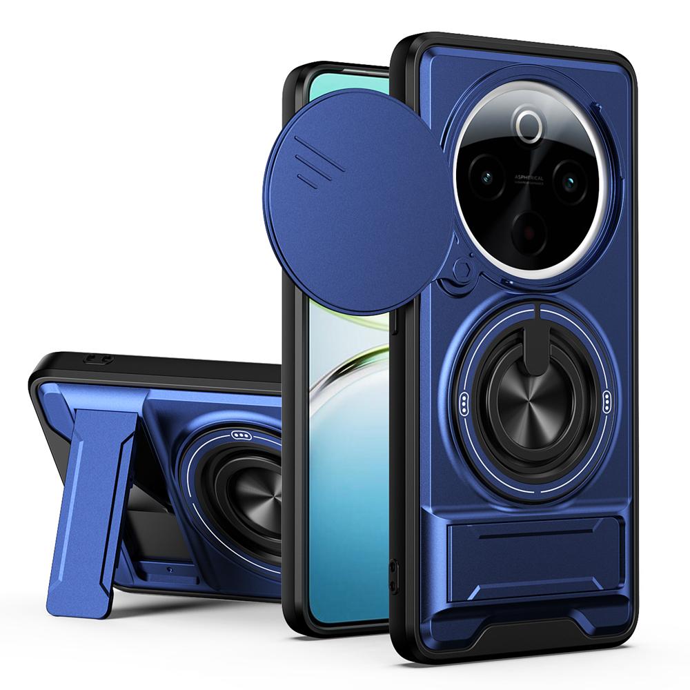 KEYSION Magnetic Phone Case for IQOO Z10 5G Slide Camera Protection Upright Kickstand 360° Ring Shockproof Cover for IQOO Z10
