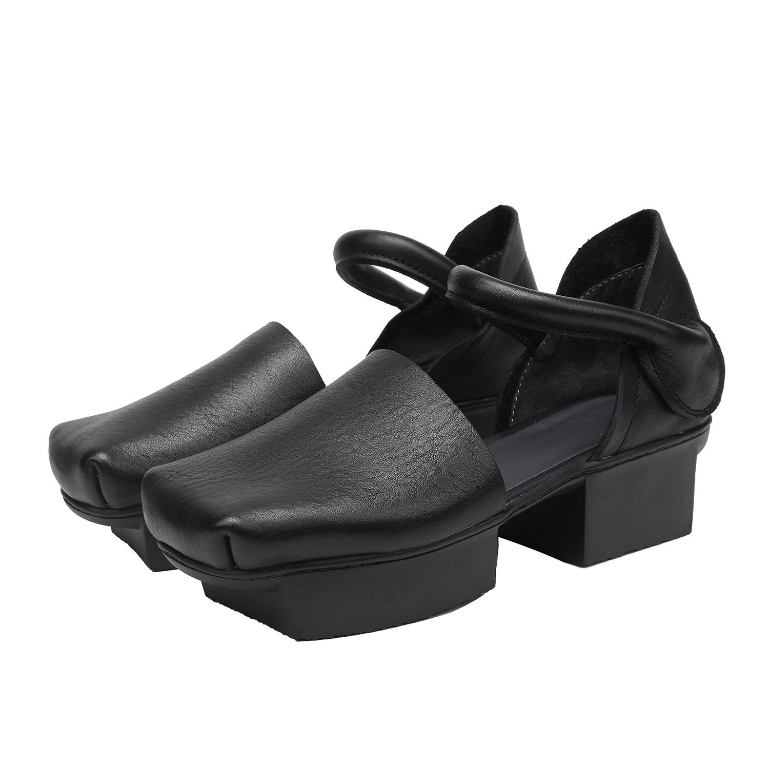 

Модные GKTINOO 2025 Лето Новые Винтажные Сандалии на Толстой Подошве с Квадратным Носком Универсальные Женские Туфли на Среднем Каблуке из Натуральной Кожи 40 чёрный