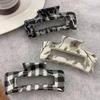 1pc Black and White Checkerboard Square Grip Clip, Large Back of Head Plate Hair Shark Clip,