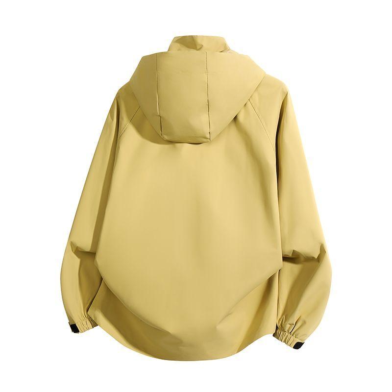Frühlings Trendiger Berg Windbreaker Jacke Damen Leicht Gelb Zitronenfarben Outdoor Wanderjacke Unisex