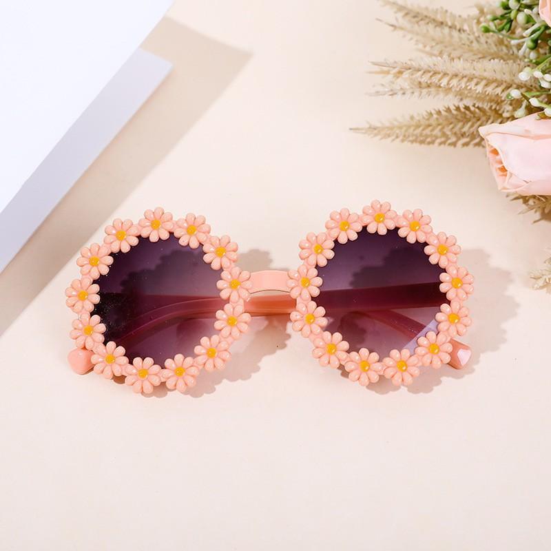 Flower Sunglasses Children Cartoon Sunscreen Round Frame Plastic Glasses Outdoor Party Travel Fashion Eyewear Wholesale