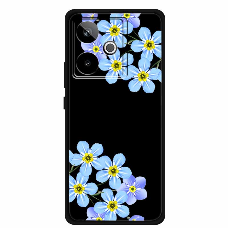 For Realme GT7 GT 7T Case Cute Floral Retro Black Silicone Soft Case Back Cover for Realme GT 7 TPU Funda For Realme GT 7T Coque