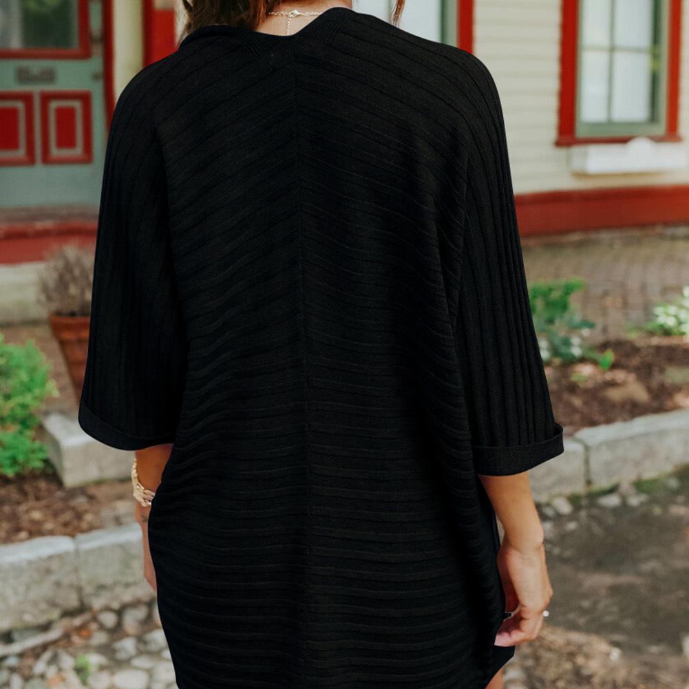 Women's Cardigan Knitted Jacket Spring Autumn New Thin Solid Color Five-minute Sleeve Outwear Sweater Large Size Tops