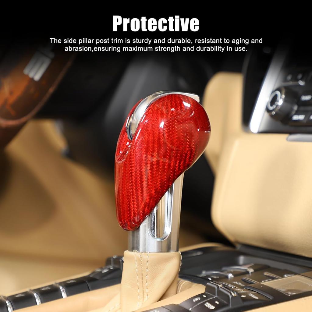 TOYCIDFG Car Gear Shift Knob Cover Trim Compatible with Porsche Macan 2014-2021 Panamera Cayman Boxster 718 911 Auto Interior Accessories Decals (Red