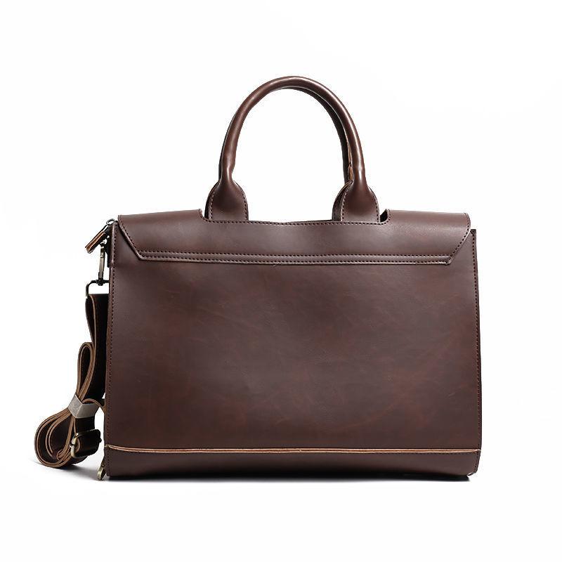 TS JYL Laptop bag,Vintage Crazy Horse Leather Briefcase Business Men Laptop Shoulder Bag