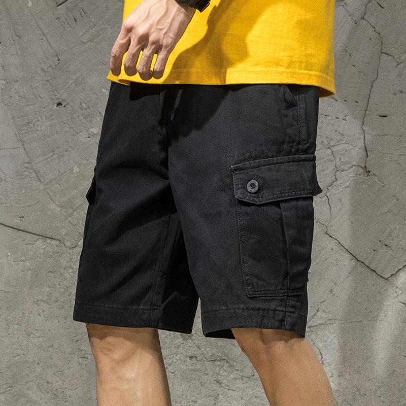 Summer Men Fashion Pockets Cargo Shorts Loose Solid Casual Five Point Pants